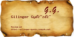 Gilinger Győző névjegykártya